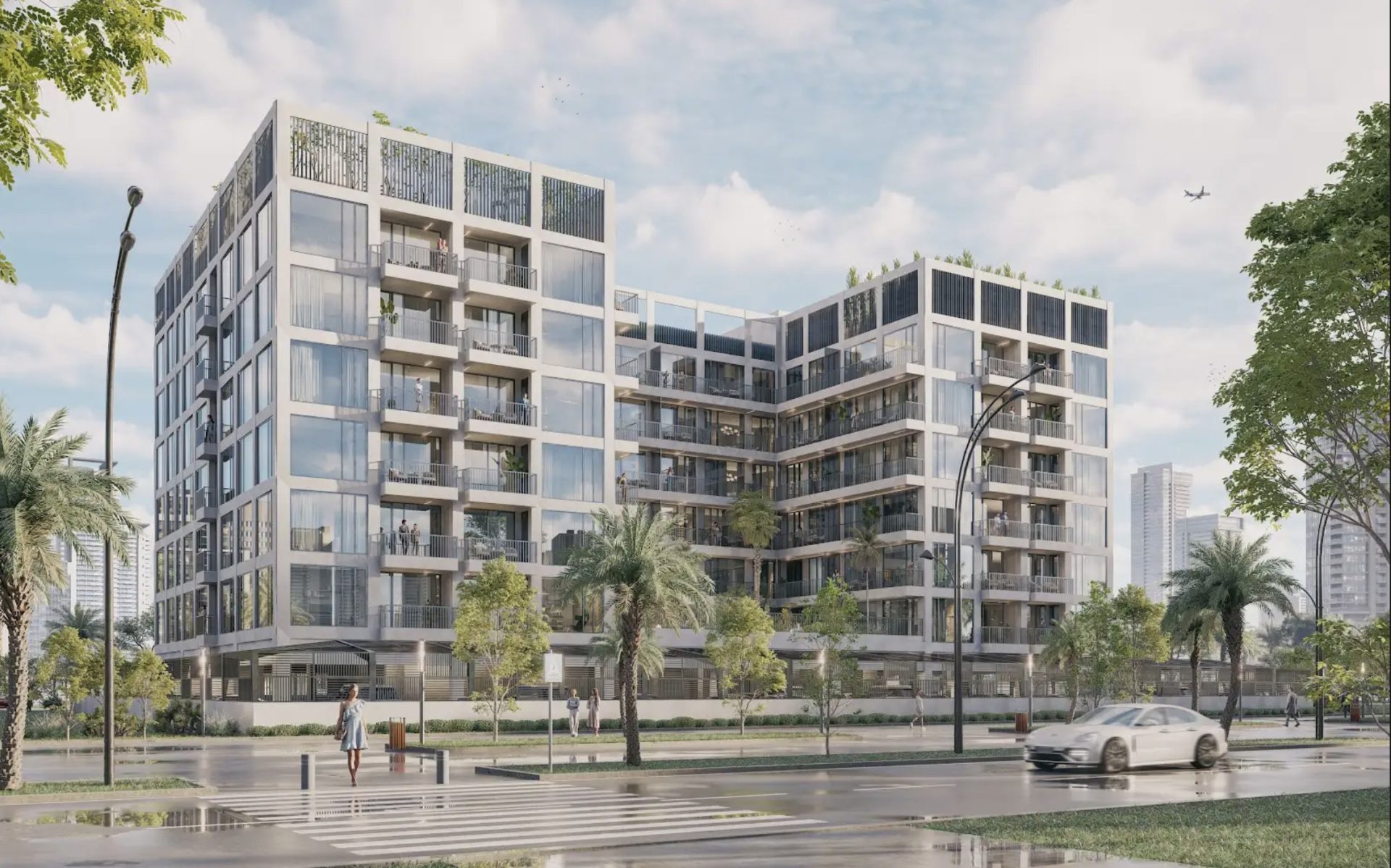 Wide-Angle Exterior View of The Collective Off-Plan Apartments by Bold Developer in Dubai South