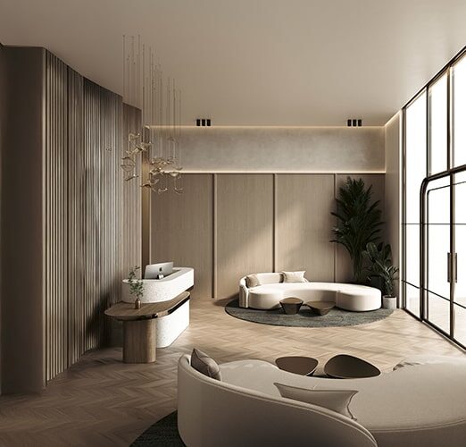 Luxurious Interior Lobby and Reception Area of The Collective Off-Plan Apartments, designed by Bold Bespoke Design